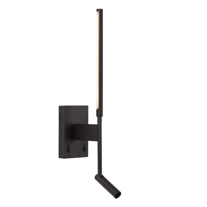 Lucide FINAN - Nástenné svietidlo - LED - 2700K - S USB nabíjacím bodom - Čierna